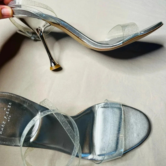 Marc Fisher Calisty Silver Glitter Strappy Stiletto Heels Women Size 9.5 - Picture 4 of 13